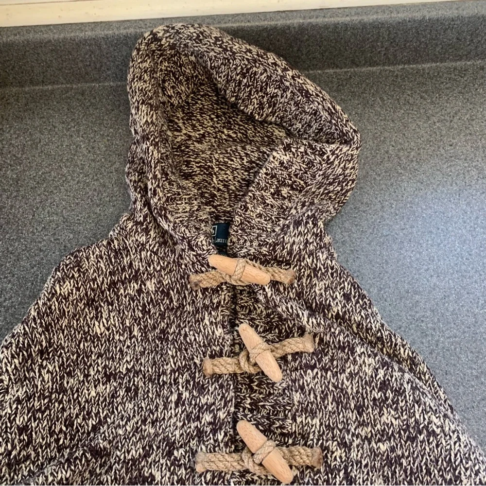 Vintage 1990s Polo Ralph Lauren Brown 100% Cotton Fisherman Toggle Sweater Sz L - Picture 7 of 8